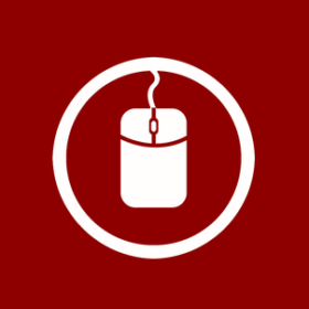 mouse bianco su sfondo rosso